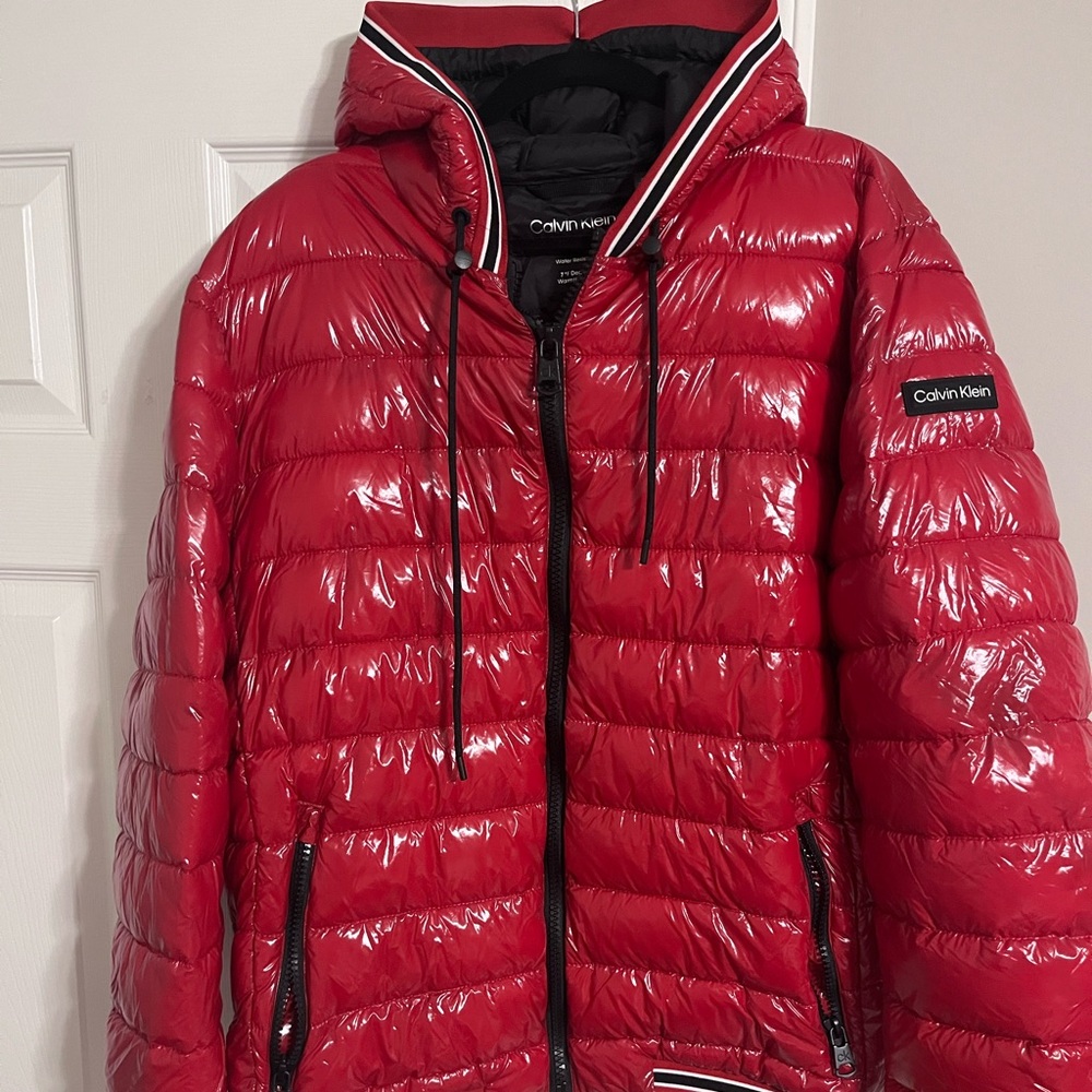 Calvin Klein Shiny Red Quilted Jacket